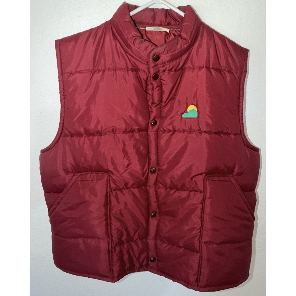 Vintage King Louie Puffer Vest Mens Large 44 Burgundy Snap USA